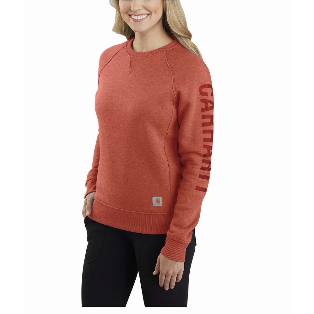Carhartt Women's Relaxed Fit Midweight Crewneck Logo Sleeve Sweatshirt XS
